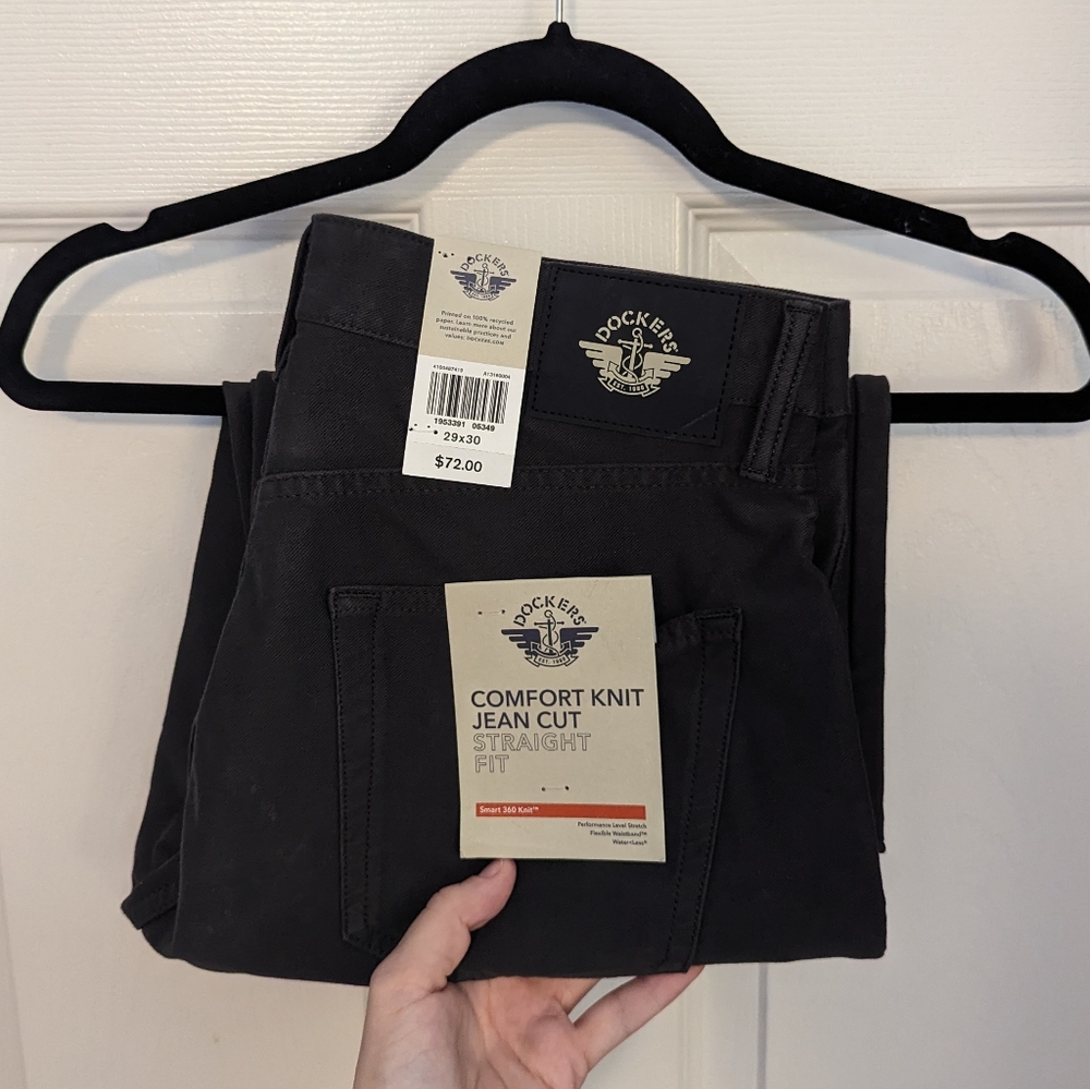 NWT Men's Dockers Dark Gray Pants Straight Fit Jean Cut 29x30